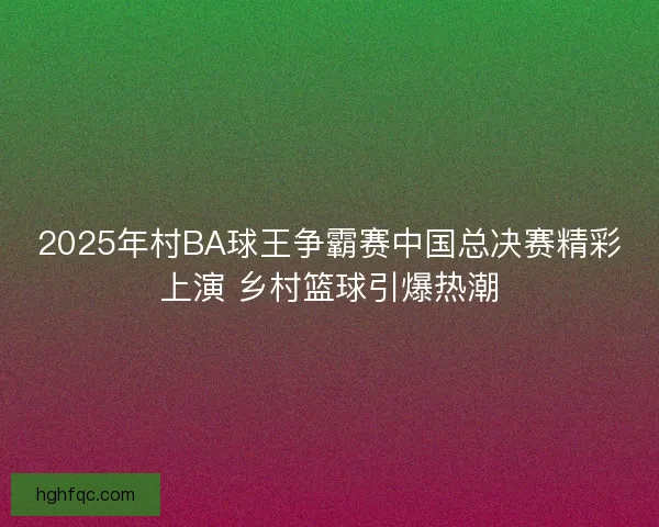 2025年村BA球王争霸赛中国总决赛精彩上演 乡村篮球引爆热潮