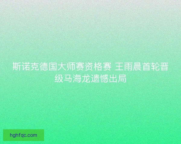 斯诺克德国大师赛资格赛 王雨晨首轮晋级马海龙遗憾出局